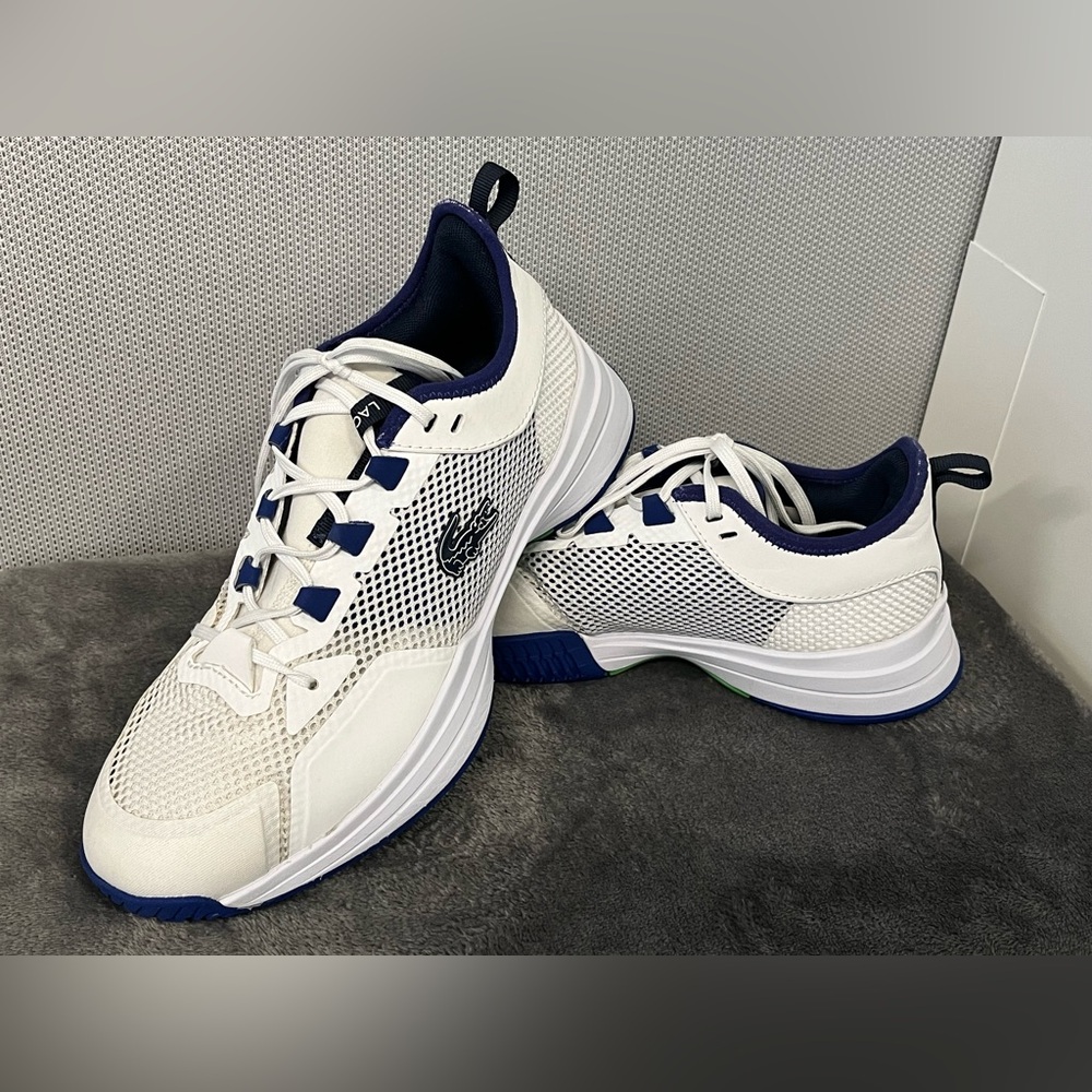 Lacoste AG-LT 21 men’s sneakers OrthoLite anti-microbial footbed. White blue 9.5 - Picture 2 of 12
